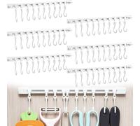 Multifunctional Slide Rail Hook, Wall Mounted Tie Rack, Flexible Tube-Shaped Ointment Storage Holder with 10 Clips, Space Saving Hanging Rack Wall Mounted Hanger，6PCS：11.8in