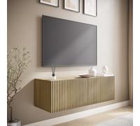 Multifunctional Small Oak Ribbed Floating TV Stand - TV's up to 55 - Hazel