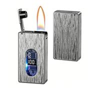 Multifunctional smart sensor kerosene lighter, 4 ignition modes, Double-sided pattern design, Refillable, suitable for business, camping, or as a gift. (Gray 1)(Grey)