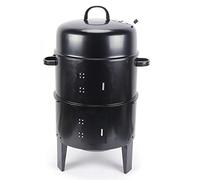 Multifunctional Smoked Grill, Double Layer Detachable Charcoal BBQ Grill, 3-in-1 Barbecue Smoker Grill for Garden Camping Outdoor Cooking and Grilling (Black)