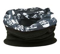 Multifunctional snood for men. Scarf, hat, neck warmer, hood, balaclava with fleece section (Skull & cross bones black & white)