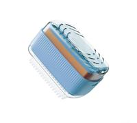 Multifunctional Soap Dispenser Box Non-Slip Base for Stability with Built-In Sponge Roller for Rich Foam Quick Drain Tray Transparent PP Soft Rubber(Blue)