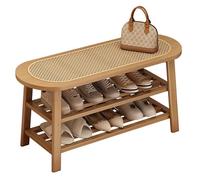 Multifunctional Solid Wood Shoe Rack & Bench, Modern Bamboo Storage Shelf for Porch & Entryway, Stylish Two-Tier nizer, Shoe Hanger Stool - 65cm