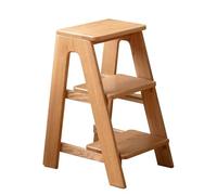 Multifunctional Solid Wood Stool - 3-Step Bar & Counter Stool for Home Kitchen Library - Walnut Finish Ideal for Climbing & Decor