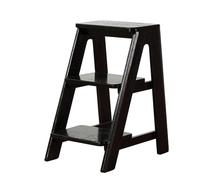 Multifunctional Solid Wood Stool - 3-Step Counter & Bar Stool for Home Kitchen Library - Walnut Finish Perfect for Climbing & Extra Seating