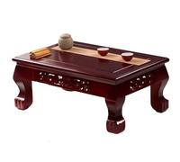 Multifunctional Solid Wood Tea Table - Creative Short Table with Flower Carving New Chinese Style Ideal for Living Room - Mahogany 50cm Size