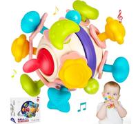 Multifunctional Space Elements Baby Teething Toy,Montessori Sensory Baby Toy for 3-36 Months,Newborn Rattle/Chew Silicone Teether Toy,Infant Hand Fine Motor Skills Learning Development Toy