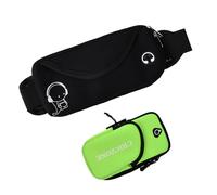 Multifunctional Sports Waist Pack with 1 Running Armband Arm Bag, Comfortable, Adjustable & Waterproof Waist Fanny Pack Universal with Headphone Jack for Hiking, Running, Cycling & Traveling