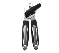 Multifunctional Stainless Steel Can Opener, 3 in 1 Manual Can Opener, Cordless Can Opener with Lid with Rubber Anti-Slip Handle (B)