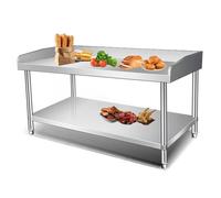 Multifunctional Stainless Steel Kitchen Island - Double-Decker Workbench with Heightened Stopper, Open Storage Shelf, Ideal for Food Prep & Noodle Casework - Commercial & Home Use