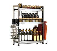 Multifunctional Stainless Steel Spice Rack - Standing KitchenNarrow Design (30x15x61.5cm) for Efficient Storage of Spices and Seasonings - Perfect Kitchen Solution