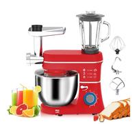 Multifunctional Stand Mixer with 10L Bowl, 1400W Power, 6 Speed Settings, Includes Dough Hook, Whisk, Beater, Meat Grinder, Juice Blender, and Splash Guard for Versatile Kitchen Tasks