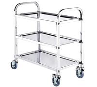 Multifunctional Steel Handle Trolley - 3-Tier Restaurant & Bar Service Cart High Temperature Resistant Ideal for Household & Commercial Use & Versatile