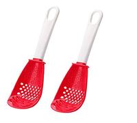 Multifunctional Strainer Spoon, Easy to Clean Skimmer with Non Slip Handle, Slotted Spoon, Puree Strainer for Multipurpose Grinding, Cooking Draining Mashing Grating Beating (Red)