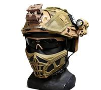 Multifunctional Tactical FAST Helmet, Military Airsoft Bump Helmet 6-in-1 Set, with Goggles and Half-face Mask, for Paintball, Outdoor Field & Cosplay(Brown)