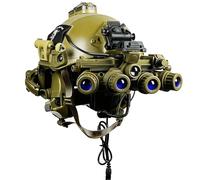 Multifunctional Tactical FAST Helmet, Military Airsoft Bump Helmet 6-in-1 Set, with Headphones and Signal Lights, for Paintball, Outdoor Field & Cosplay(Brown)