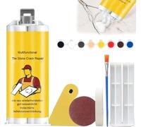 Multifunctional Tile Stone Crack Repair Kit, Tile Granite and Marble Repair Kit,Porcelain Repair Kit,Tile and Ceramic Glaze Repair Paste,for Fix Cracked Bathtub Chip Countertop Porcelain (1set, 85g)