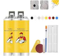 Multifunctional Tile Stone Crack Repair Kit, Tile Granite and Marble Repair Kit, Quick-Drying Tile Repair Glue for Fix Cracked Bathtub Chip Countertop Porcelain (2pcs)
