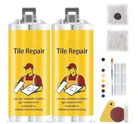 Multifunctional Tile Stone Crack Repair Kit, Tile Granite and Marble Repair Kit, Til-e and Ceramic Glaze Repai-r Paste, for Fix Cracked Bathtub Chip Countertop Porcelain (2 sets)