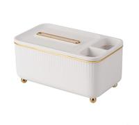 Multifunctional Tissue Box Cover with Storage Compartments for Remote Controls and Small Items (white)
