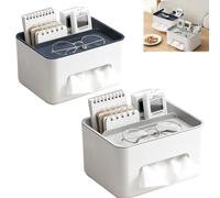 Multifunctional Tissue Box, Multifunctional Tissue Storage Box Cover With Phone Holder, Multifunctional Tissue Box Holder, Multifunctional Tissue Box Organizer, Tissue Box Cover (2 pcs)
