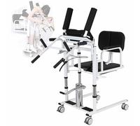 Multifunctional Transfer Lift Wheelchair with 180° Split Seat, Ergonomic Design, Silent Casters, Adjustable Pedal, and Potty Dining Table for Elderly Patient Home Use, 400 LBS Capacity