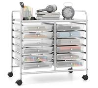 MultiFunctional Transparent Rolling Cart with 12 Drawers Lockable Wheels Ideal for Home ty Salon Makeup Storage Organizer Versatile Shelving Solution