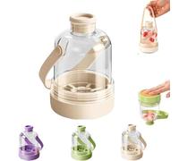 Multifunctional Transparent Water Bottle Ice Maker with ice Tray, 2-in-1 Cube Bottle, Portable Touch-Free Ice Maker (Beige)
