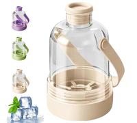 Multifunctional Transparent Water Bottle Ice Maker with ice Tray, 2-in-1 Iced Cube Bottle - Iced Tray Water Bottle with Handle, Portable Silicone Cube Cup for Freezer, Travel, Gym & Home Use (White)