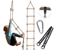 Multifunctional Trapeze Swing, Trapeze with Plastic Rings, Multifunctional Children's Wooden Trapezoidal Rings, Outdoor, Children's Wooden Trapeze Swing with Rings (Grey/1)
