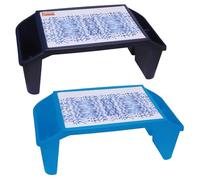 Multifunctional Travel Tray Plastic Lap Desk with Side Compartment Laptop Stand Activity Tray Breakfast Lunch Dinner Trays Perfect for Indoor Outdoor Activity Workstation Standing Desk (Blue)