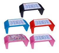 Multifunctional Travel Tray Plastic Lap Desk with Side Compartment Laptop Stand Activity Tray Breakfast Lunch Dinner Trays Perfect for Indoor Outdoor Activity Workstation Standing Desk (Random)
