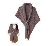 Multifunctional Triangle Shawl for Ladies,Knitted Triangle Shawl with Leather Buckle, Fashion Warm Cozy Knitted Shoulder Wrap Scarf Cape, For Women Wedding (Mocha,One Size)