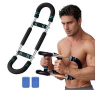 Multifunctional U-Shape Adjustable Twister Arm Trainer, Detachable Workout Power Twister, Arm Exercise Equipment, Home Chest Expander, Portable Spring Resistance, with 2 Wrist Guards (40 kg Blue)
