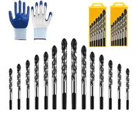 Multifunctional Universal Drill Bits Set, No Slip Twist Eccentric Drills Bit Set For Impact Driver, 3/4/5/6/8/10/12mm Metric Metal Drills Bit (14-Black)