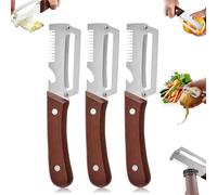 Multifunctional Vegetable Peeler, 3-in-1 Fruit and Vegetable Peeler with Wooden Handle & Bottle Opener, Stainless Steel Vegetables Peelers for Kitchen, for Potato, Carrots and Fruits (3PCS)