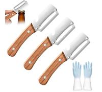 Multifunctional Vegetable Peeler, 3 Packs 2 in 1 Multi Functional Vegetable Peeler with Bottle Opener and Wooden Handle, for Fruit Pumpkin Papaya Peeling Potato Carrot Veggie Peeler