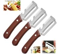 Multifunctional Vegetable Peeler for Kitchen, 2026 New 3 in 1 Stainless Steel with Wooden Handle and Bottle Opener Grater, Tool for Fruits and Vegetables(Brown-3Pcs)
