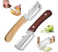 Multifunctional Vegetable Peeler for Kitchen, 2026 New Stainless Steel Peeler with Wooden Handle and Bottle Opener, 3 in 1 Veggie Slicer for Potato Apple Carrot Pumpkin (3in1-Brown+Coffee-2pcs)