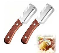 Multifunctional Vegetable Peeler for Kitchen, 3-in-1 Peeler & Bottle Opener & Julienne Peeler, Wooden Handle Peeler, Stainless Steel Kitchen Peeler, Zero Snag Wooden Peeler, for Kitchen Prep