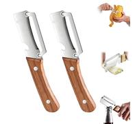 Multifunctional Vegetable Peeler for Kitchen, Zero Snag Wooden Peeler for Easy Using, Fruit/Vegetable Peelers with Julienne Slicer, Fish Scaler & Bottle Opener, Ergonomic Kitchen Prep Tool, 2Pc (A)