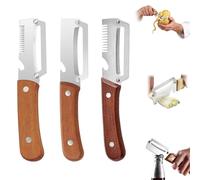 Multifunctional Vegetable Peeler for Kitchen, Zero Snag Wooden Peeler for Easy Using, Fruit/Vegetable Peelers with Julienne Slicer, Fish Scaler & Bottle Opener, Ergonomic Kitchen Tool, 2Pc (3pcs(D))
