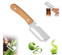 Multifunctional Vegetable Peeler, Stainless Steel Peeler with Wooden Handle, 2-in-1 Multi Function Peeler Knife with Bottle Opener, Stainless Steel Kitchen Tool for Apple Potato Pumpkin Papaya
