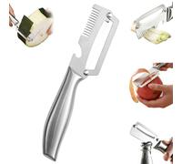 Multifunctional Vegetable Peelers, 3-in-1 Multifunctional Peeler for Peeling Julienne&Opening Bottle,Stainless Steel Peeler Wooden Handle,Meat Fruit and Veg Peeler for Kitchen Camping Home (C, 1PC)