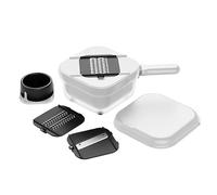 Multifunctional Vegetable Slicer with Storage Box Manual Handheld Grater with 3 Interchangeable Blades Food-Grade Kitchen Chopper for Potato Carrot Cucumber Onion Salad(White)