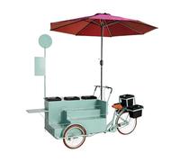 Multifunctional Vending Bicycle Cart, Food Display Stand with Parasol, Large Storage Space, Portable Vendor Cart for Market Stall Flower Sales and Mall Display Exhibition Events(Green)