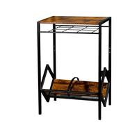Multifunctional Vinyl Record Storage Stand - Vintage Narrow Side Table with Shelves, Bedside Nightstand and Magazine Rack, Compact Black Finish