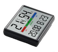 Multifunctional Wall-Mounted Digital Clock Having Large LCD Display Indoor Humidity 12 Over 24-Hour Battery Powered (CR2030) for Living Room Kitchen Office Classroom - Black/White(Black)
