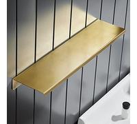 Multifunctional Wall-Mounted Shower Caddy - Brushed Brass Bathroom Shelf Floating Storage Rack for Cosmetics Indoor nizer 50cm Word Partition Design