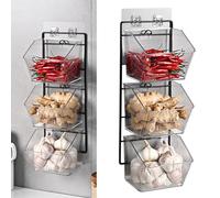 Multifunctional Wall Mounted Storage Box for Onion Ginger Garlic, Easy-to- Kitchen Organizer, Ideal for Busy Cooks (Vertical Hanging)